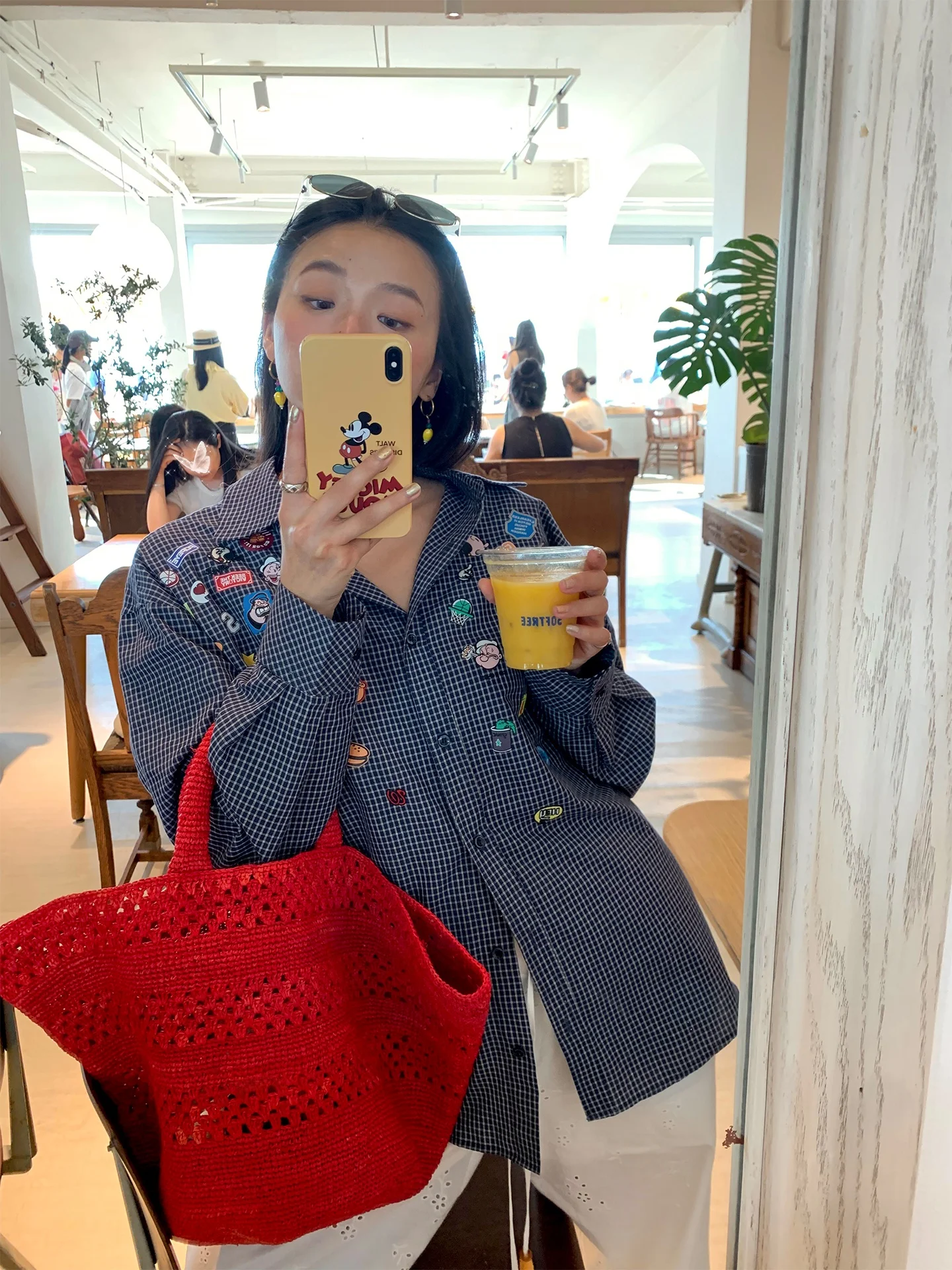 Trendy Damen Long Sve Plaid irt Loose Fit Bequeme atmungsaktive koreanische Sle Pendeln Wind Baumwolle Polyester Mischung
