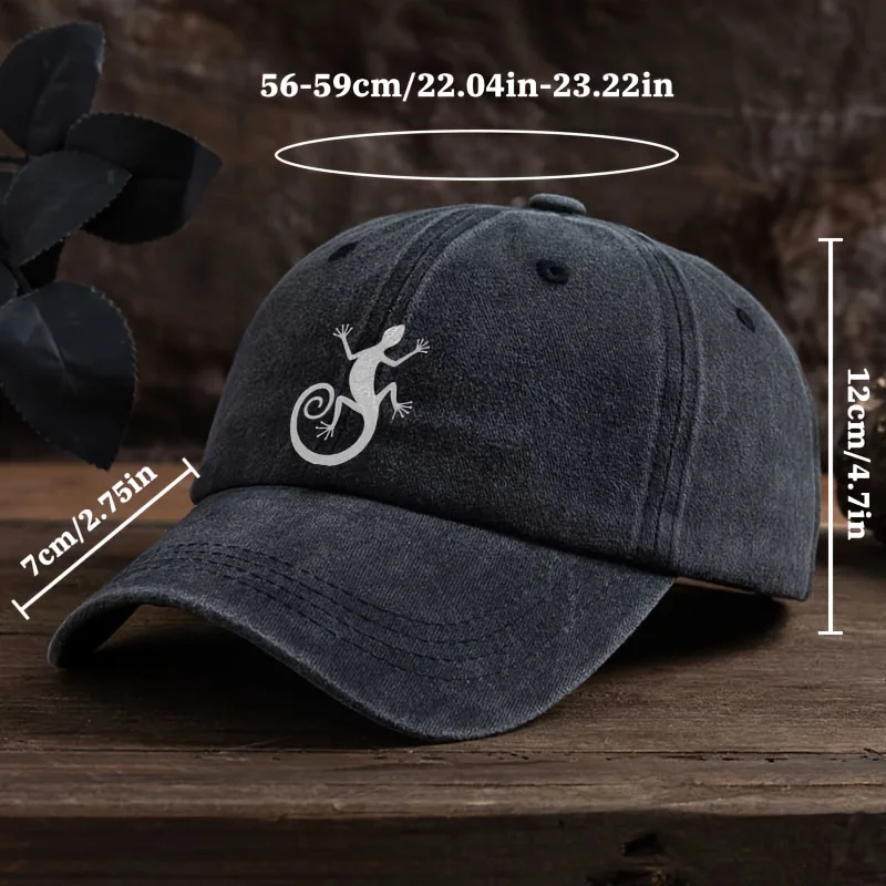 Men's Gecko Lizard Print Cap - Breathable Outdoor Hat Suitable for, Casual Wear & Gecko Lovers - Comfortable Textile Material wi