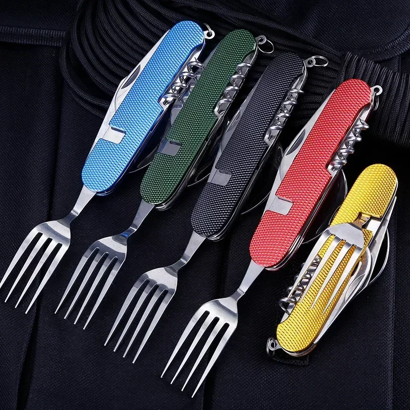 New  Foldable Camping  Set  Multi-Functional Knife, Fork, Spoon Combo For Outdoor Activities And Sports Camping Picnic Travel