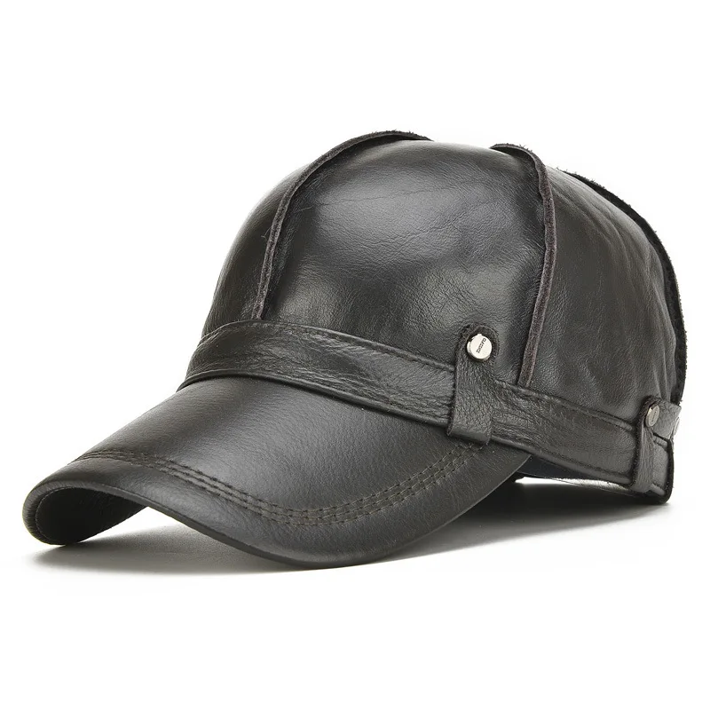 

Бейсбольные мужские кепки из натуральной коровьей кожи, черные шапки Kufi, зимние более толстые шапки из хлопка, высококачественная классическая европейская походная шапка для взрослых