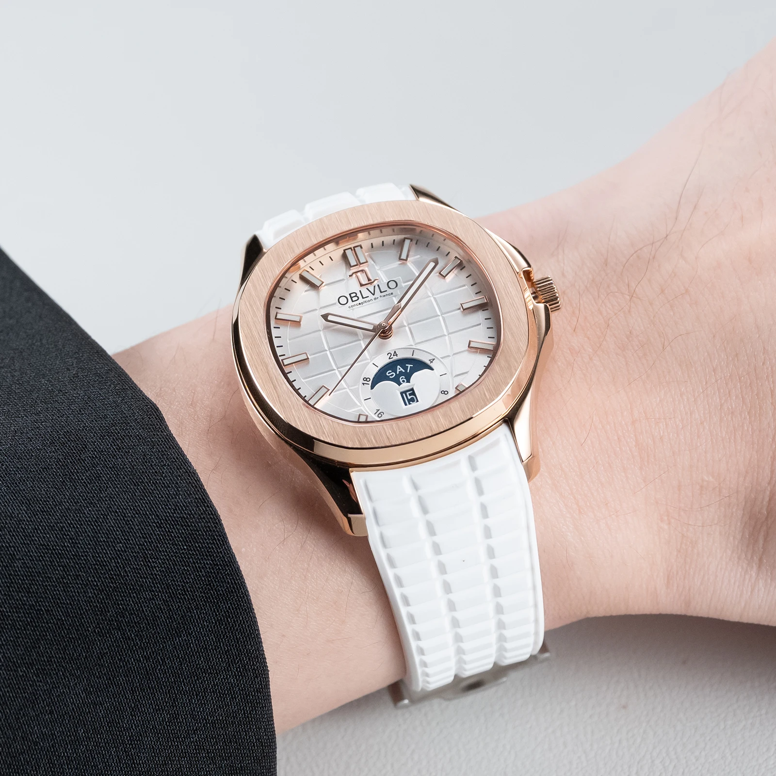 Oblvlo relógio quadrado fashio - Moonphase Complication Watch avaliação e preço