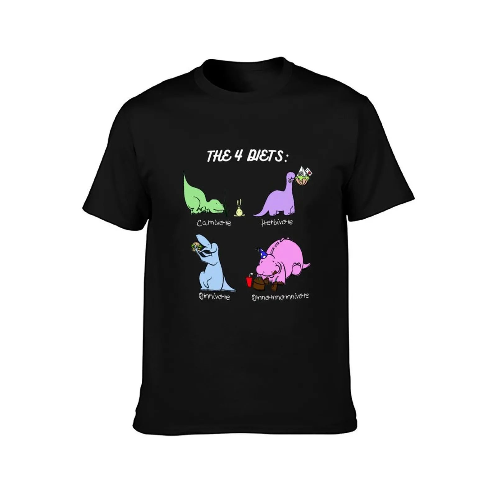The 4 Diets: Carnivore, Herbivore, Omnivore, Omnomnomnivore (light) T-Shirt, Summer Casual Cotton Tee, Oversized Streetwear Tops