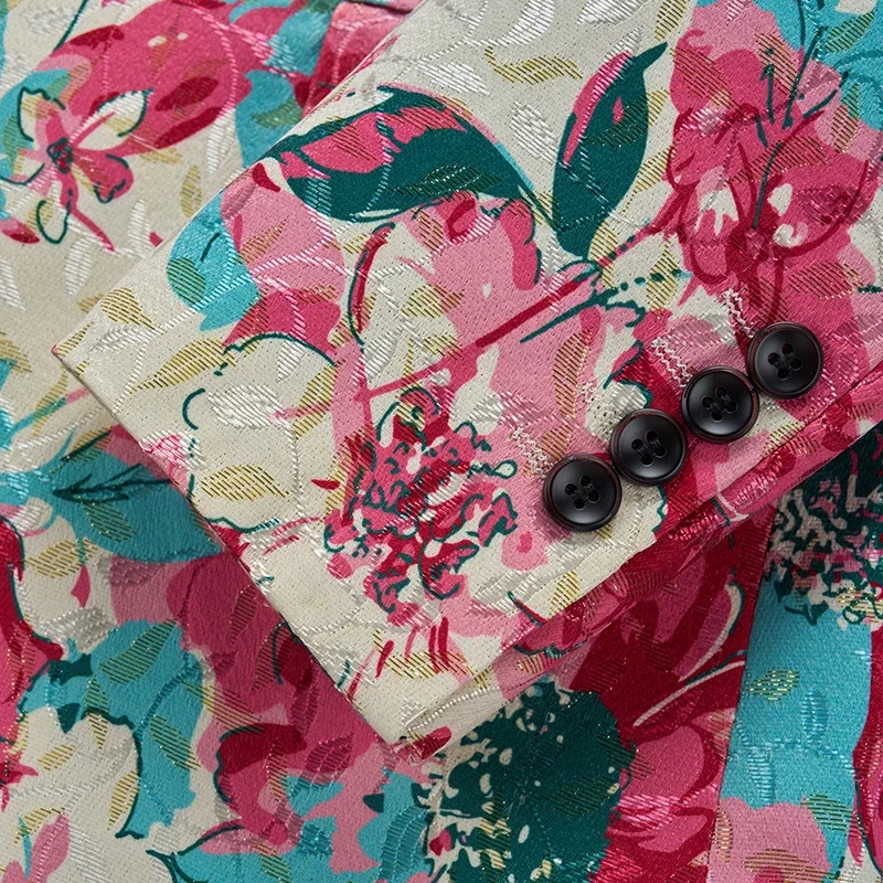 2025 جديد الرجال الأحمر الجاكار البدلة أزياء الرجال الفاخرة حزب مرحلة الزفاف اللباس معاطف سليم صالح السترة سترة #6