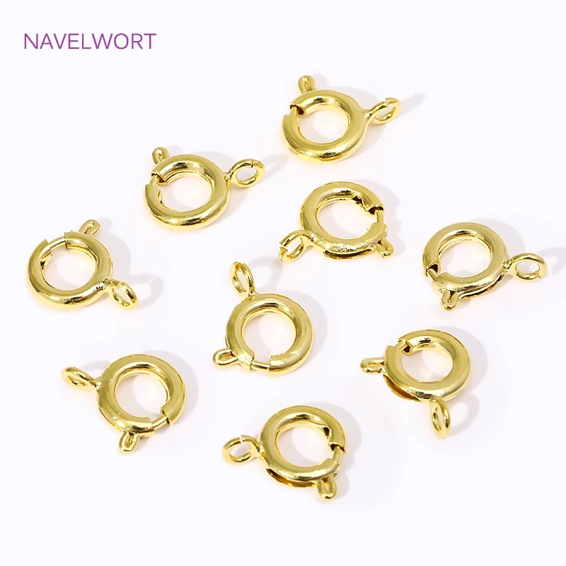 14K/18K Gold Plated Brass Spring Clasps,5/5.5/6/7mm Round Spring Clasps Connector,Clasps For Bracelets ,DIY Jewelry Accessories - Image 5