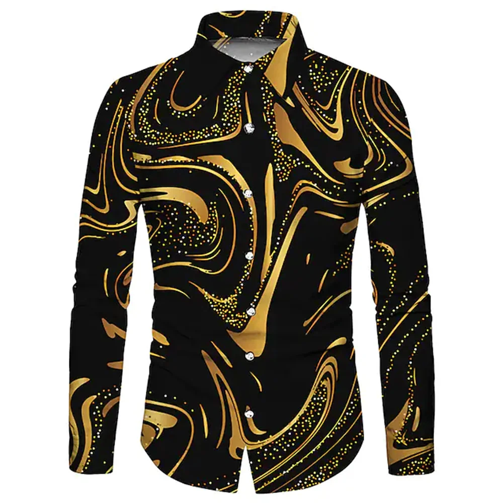 Men's shirts gradient abstract graphics 3D printed lavender gold gray street long-sleeved button tops sports fashion clothes