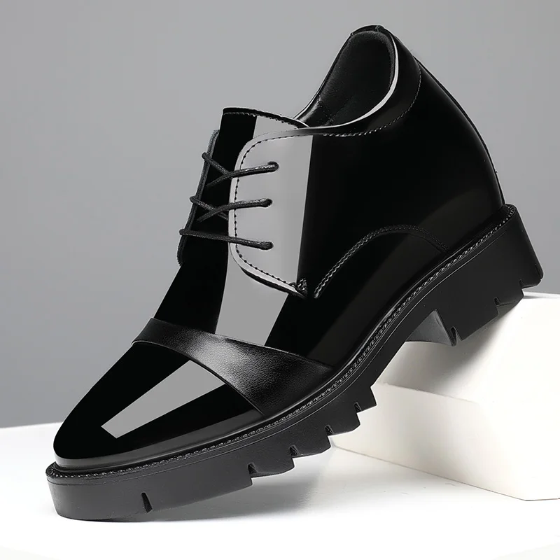 10cm height increasing cowhide men's shoes, fashionable, casual, business office thick soled men's formal shoes