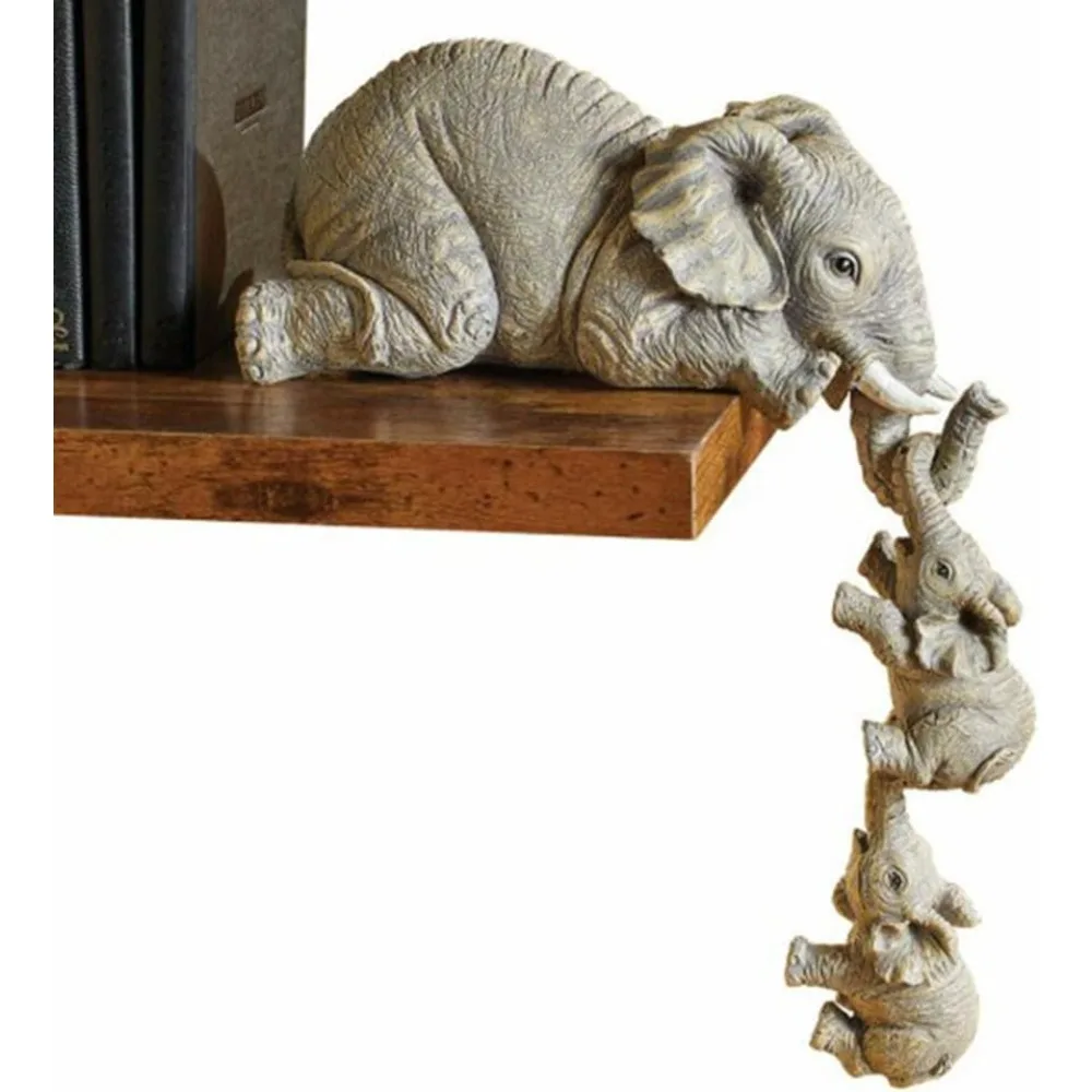 

3 Figurines Éléphant Mère & Bébés – Déco Cheminée, Résine, Accroche-Étagère