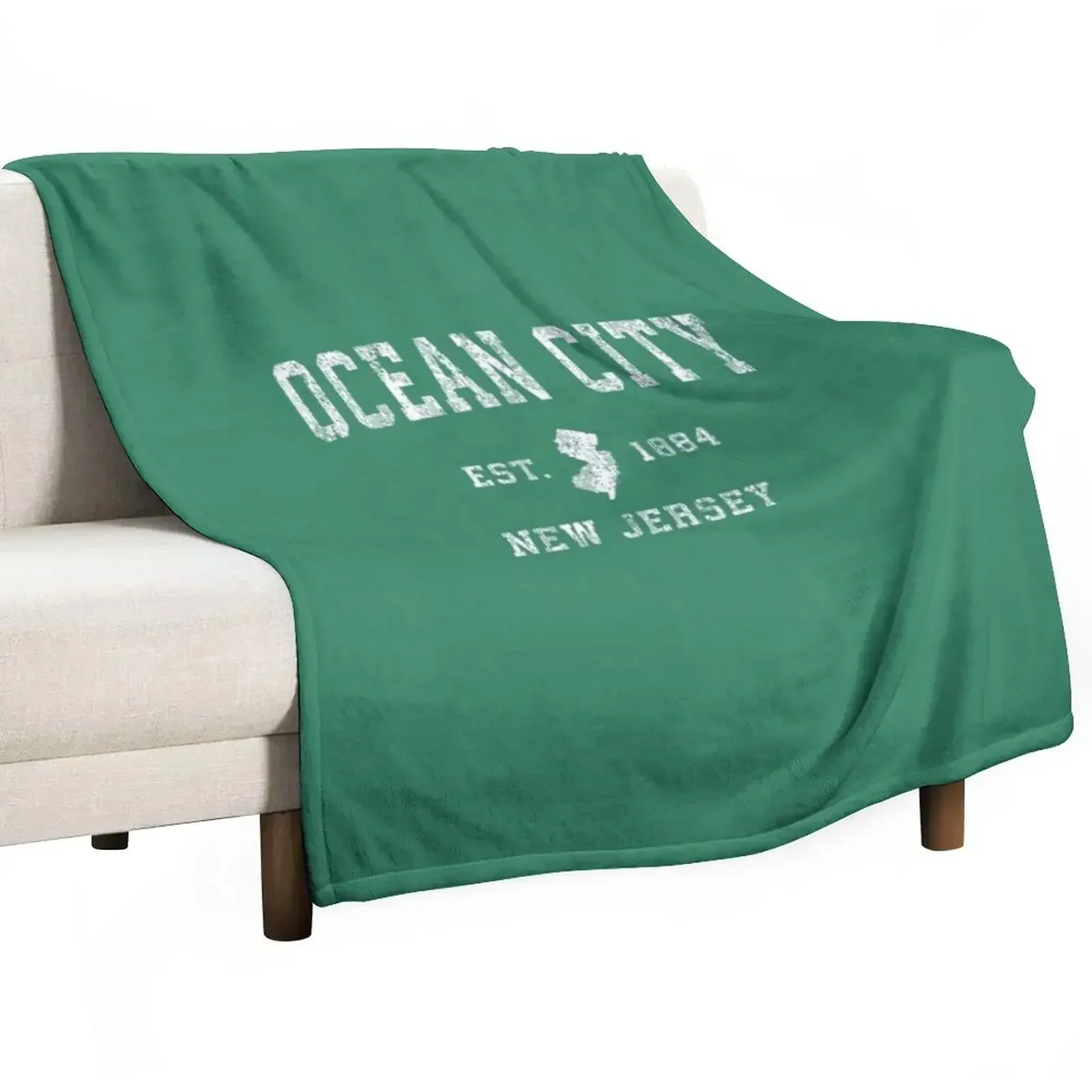 Ocean City New Jersey NJ Vintage Athletic Sports Design Throw Blanket Polar for babies Blankets