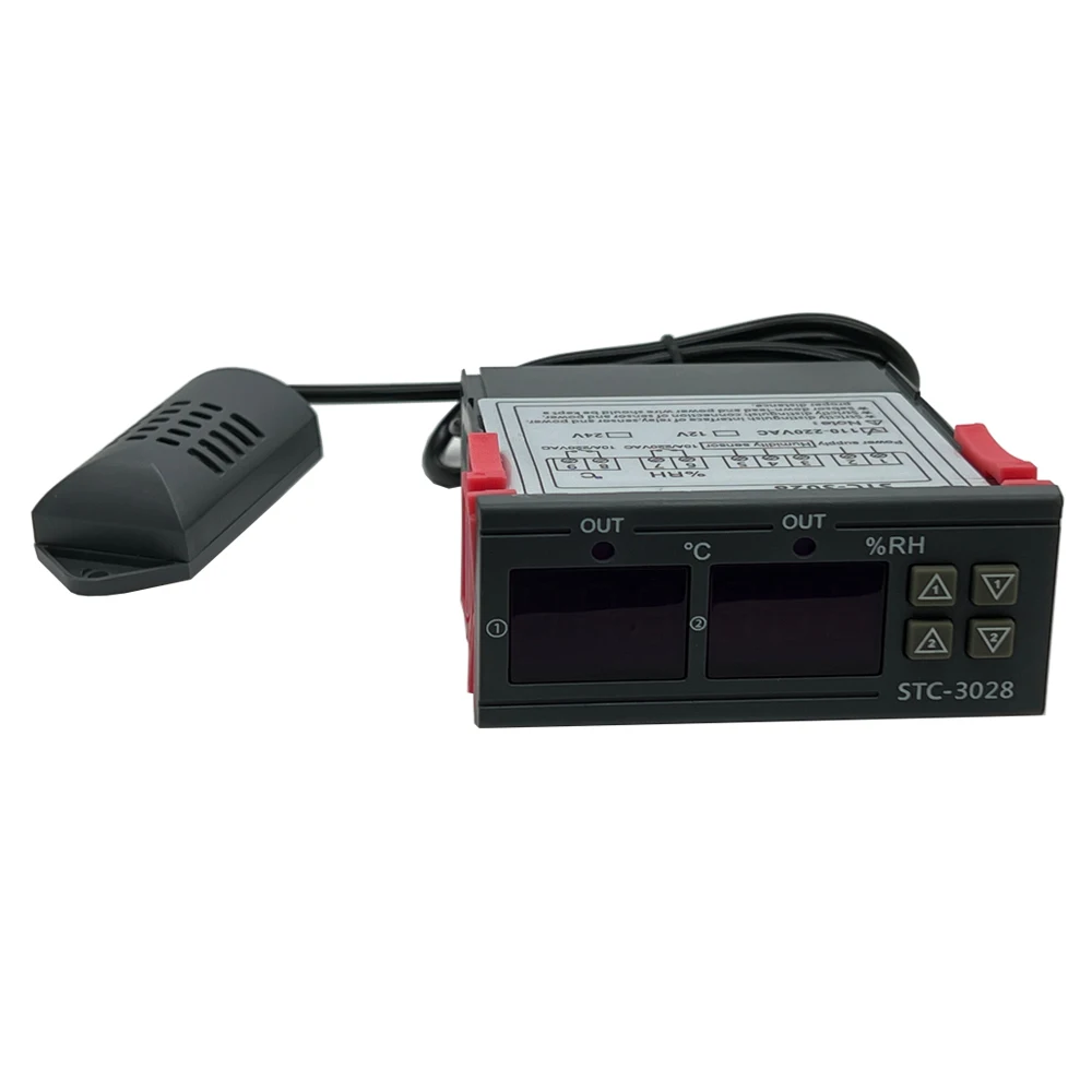 المزدوج الرقمية ترموستات درجة الحرارة الرطوبة التحكم STC-3028 ميزان الحرارة الرطوبة حاضنة تحكم التيار المتناوب 220 فولت تيار مستمر 12 فولت 24 فولت