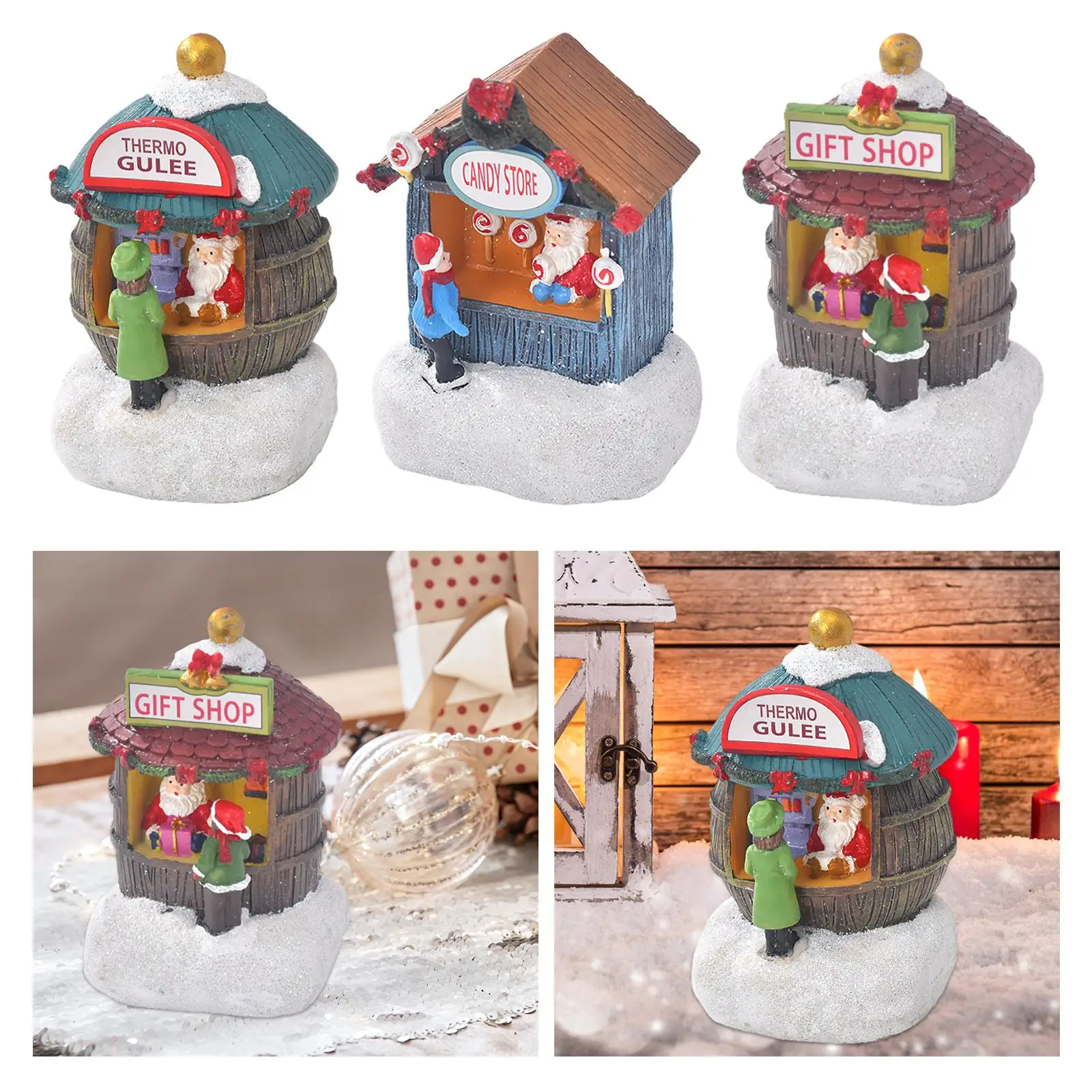 Christmas Glowing House Xmas Ornament Resin Light up Holiday