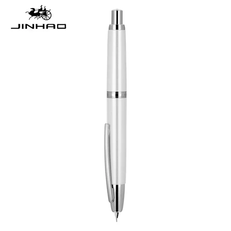 JINHAO 10 Press Fountain Pen Retractable EF F Metal Matte Black Writing Ink Pen with Converter School Office Supplies Stationery