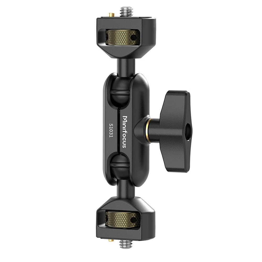 Braço mágico com cabeça esférica dupla articulada, parafuso de 1/4 '', adaptador universal de montagem de monitor de vídeo para câmera, microfone de gaiola, tripé de luz LED