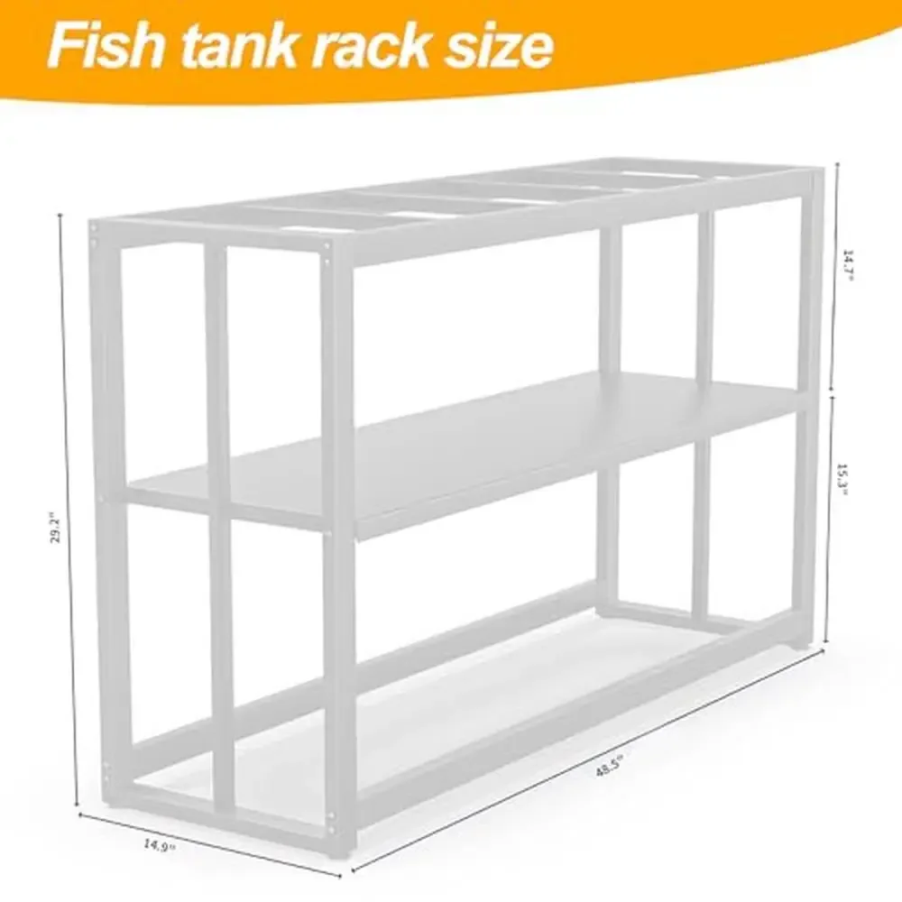 Fish Tank Stand with Storage Shelf 55 Gallon Aquarium Holder Sturdy Metal Frame 48.5x14.9x29.2 Inch