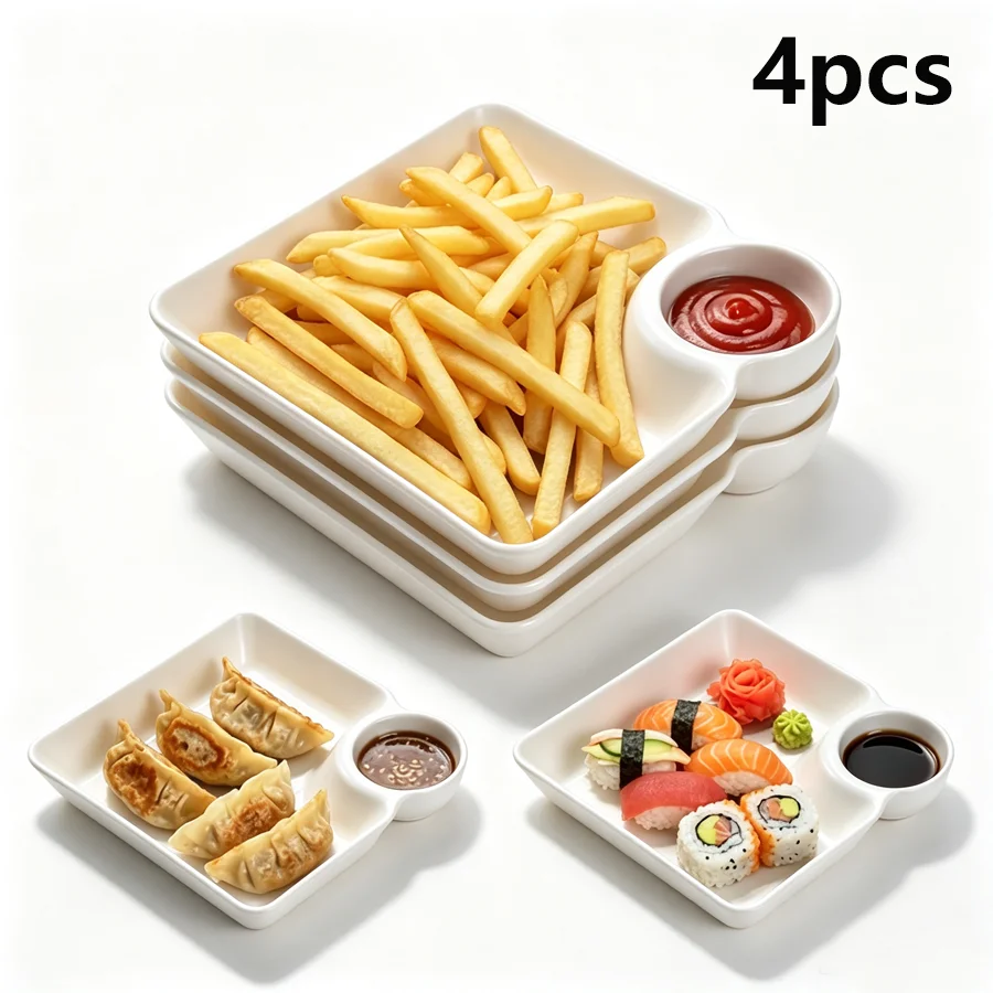 12-Piece Plastic Tray Set Includes Sauce Dividers and Can Hold Fries, Sushi, Fruit, Bread, and Appetizers. It Also Includes Whit