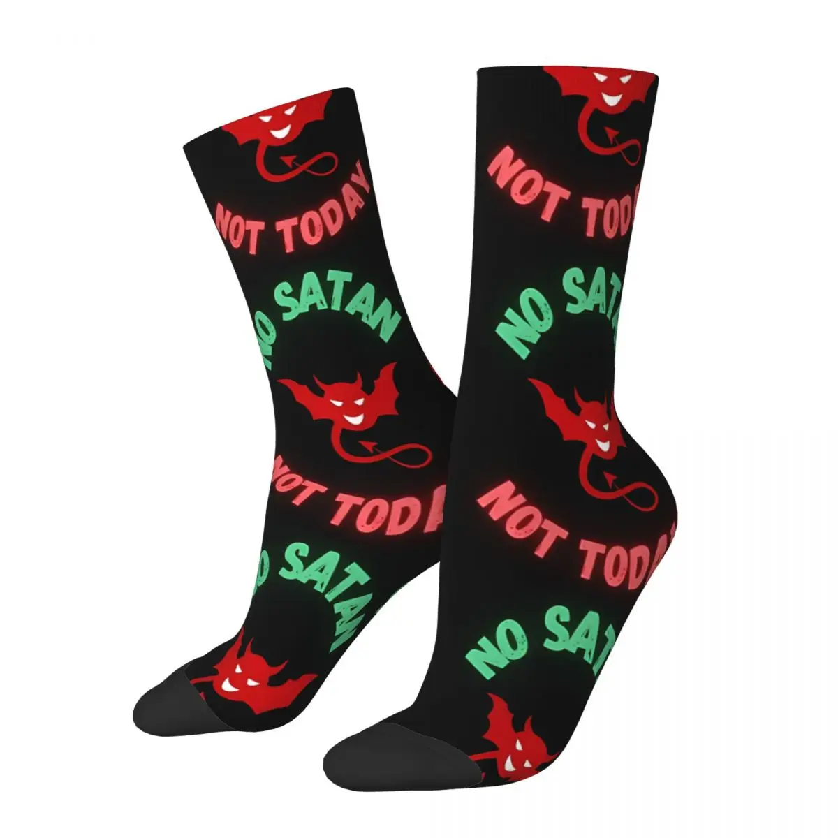 No Satan Not Today Satan Socks Male Mens Women Winter Stockings Polyester