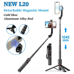 Wireless Selfie Stick Tripod Stand with Magnetic Bluetooth Remote Extendable Tripod for Apple iPhone Live Streaming Video Record