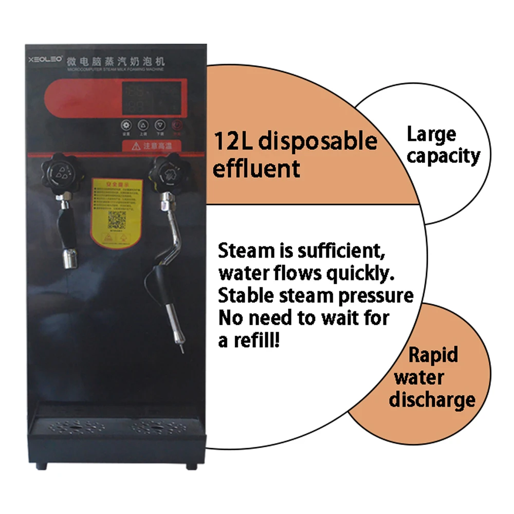 Commercial Coffee Milk Foam Maker 12L Semi-Automatic Boiler Style Electric Steam Milk Frothing Machine for Milk Tea Shop view 6