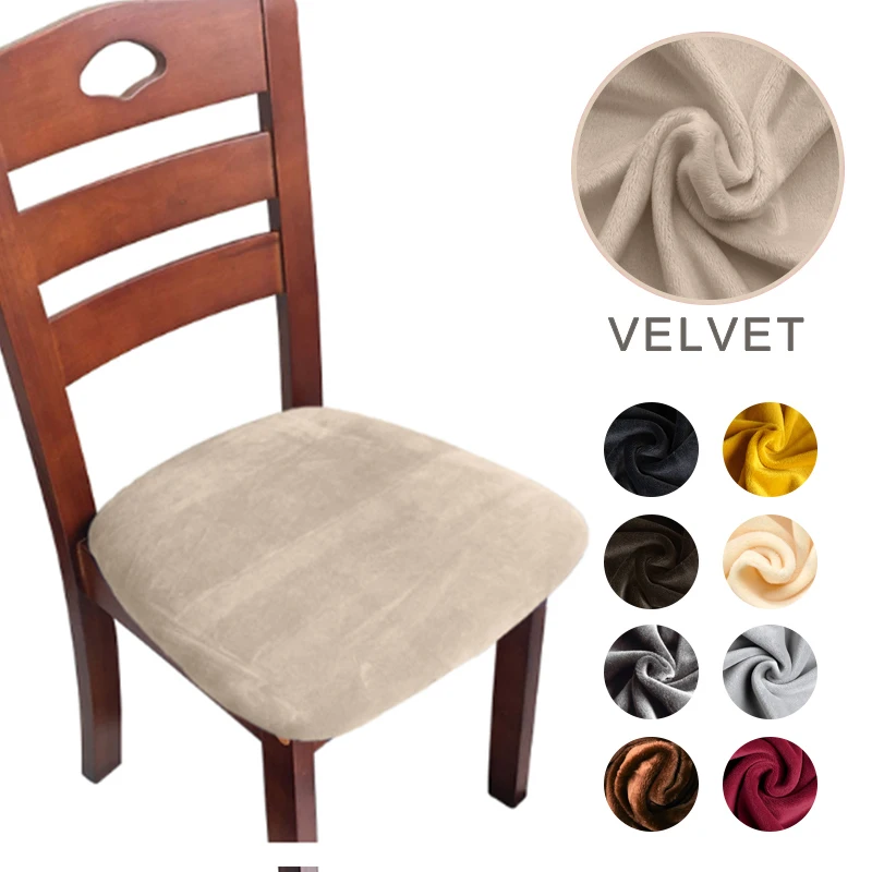 Velvet Fabric Soft Seat Kissenbezüge Stretch Abnehmbare waschbare Stuhlhussen Schonbezüge für Hotel Bankett Esszimmer Wohnzimmer
