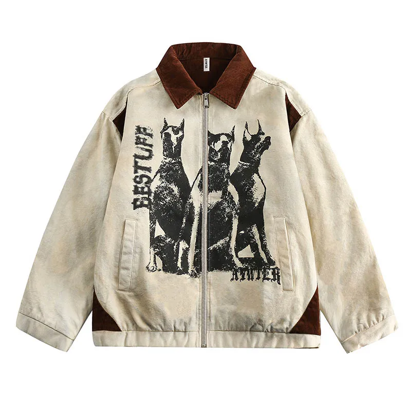 

Graffiti Printed Hip Hop Ovesized Jackets Streetwear Vintage Outwear Coats For Male Harakuju