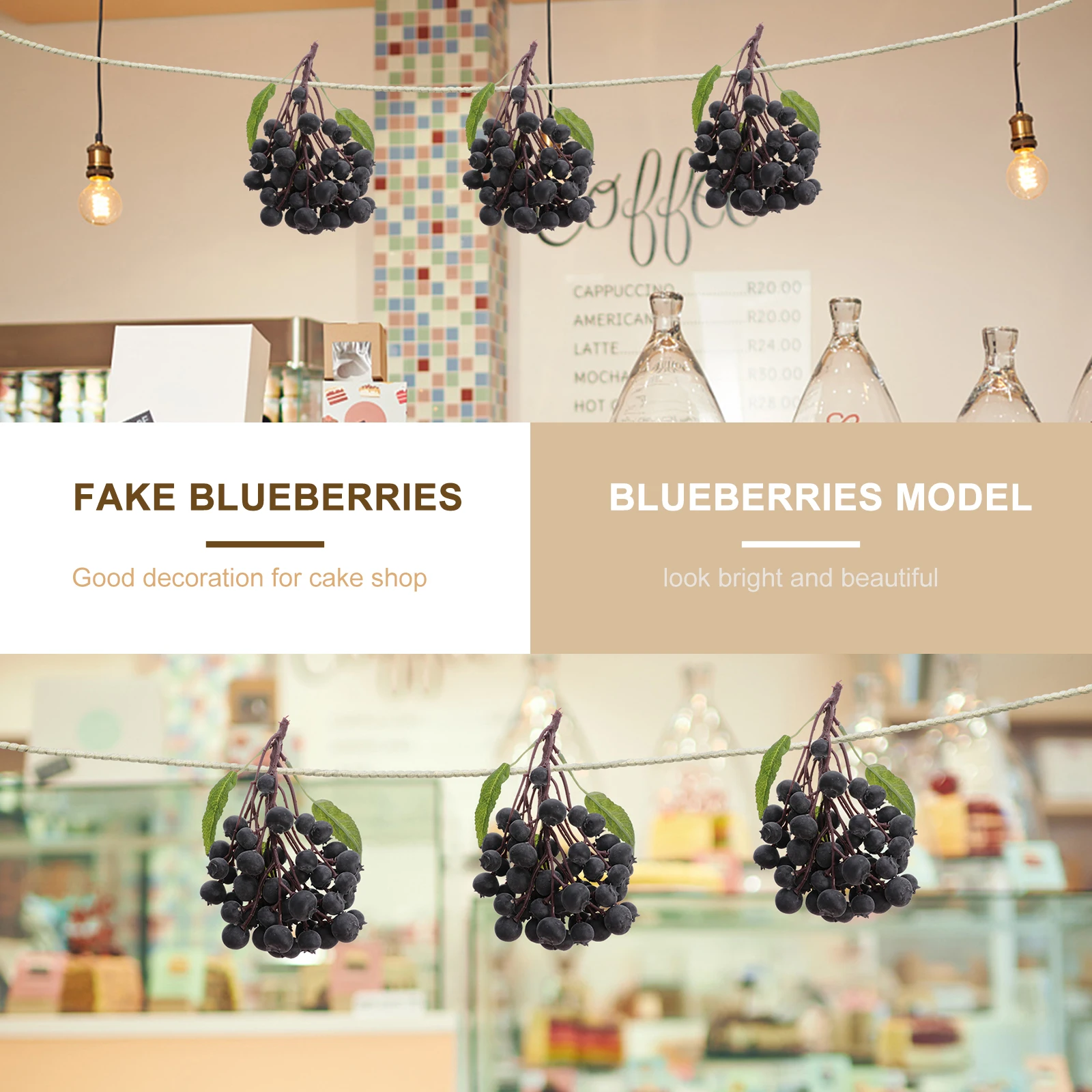 Decoración de frutas falsas de arándanos artificiales con hojas, vegetación realista para el hogar, guirnalda de corona de vino, accesorios de fotografía falsos