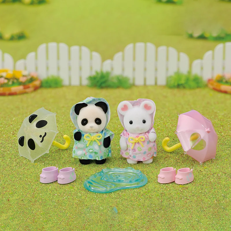 إكسسوارات عائلات سيلفانيان ألعاب أطفال بناتي كاليكو كريترز دمية مصغرة أصدقاء حضانة يوم ممطر ألعاب ثنائية للأطفال