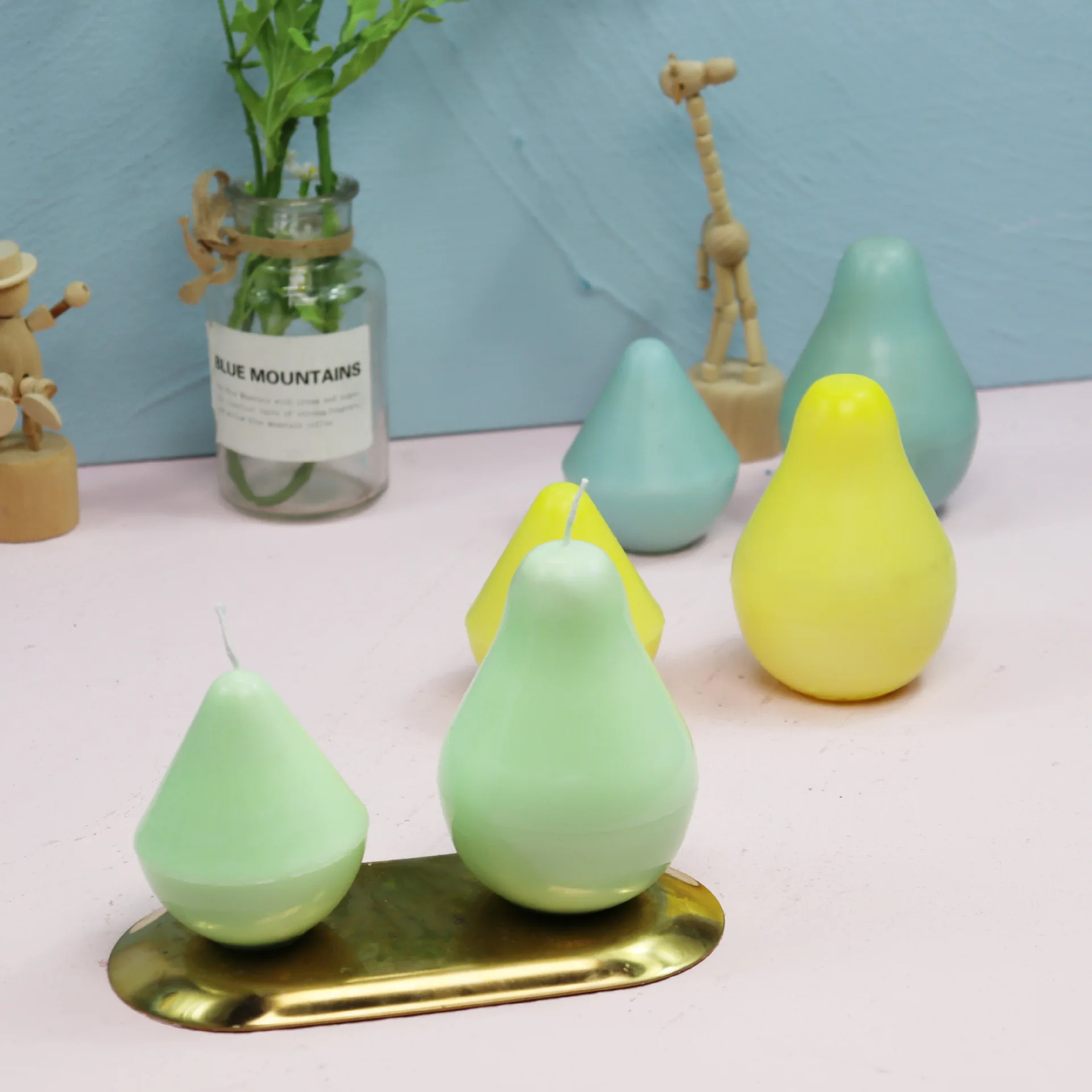 Pear Shaped PC Candle Mold Handmade DIY Fruit Pear Aromatherapy Wax High Gloss Plastic Candle Making Tool Moulds