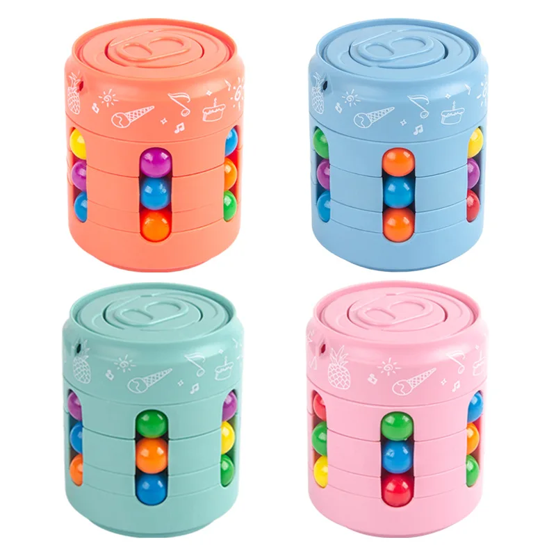 New 2 In 1 Magical Beans Fingertip Spinner Toys Rotating Small Magic Beads Cube Stress Relief Children Puzzle Decompression Toys