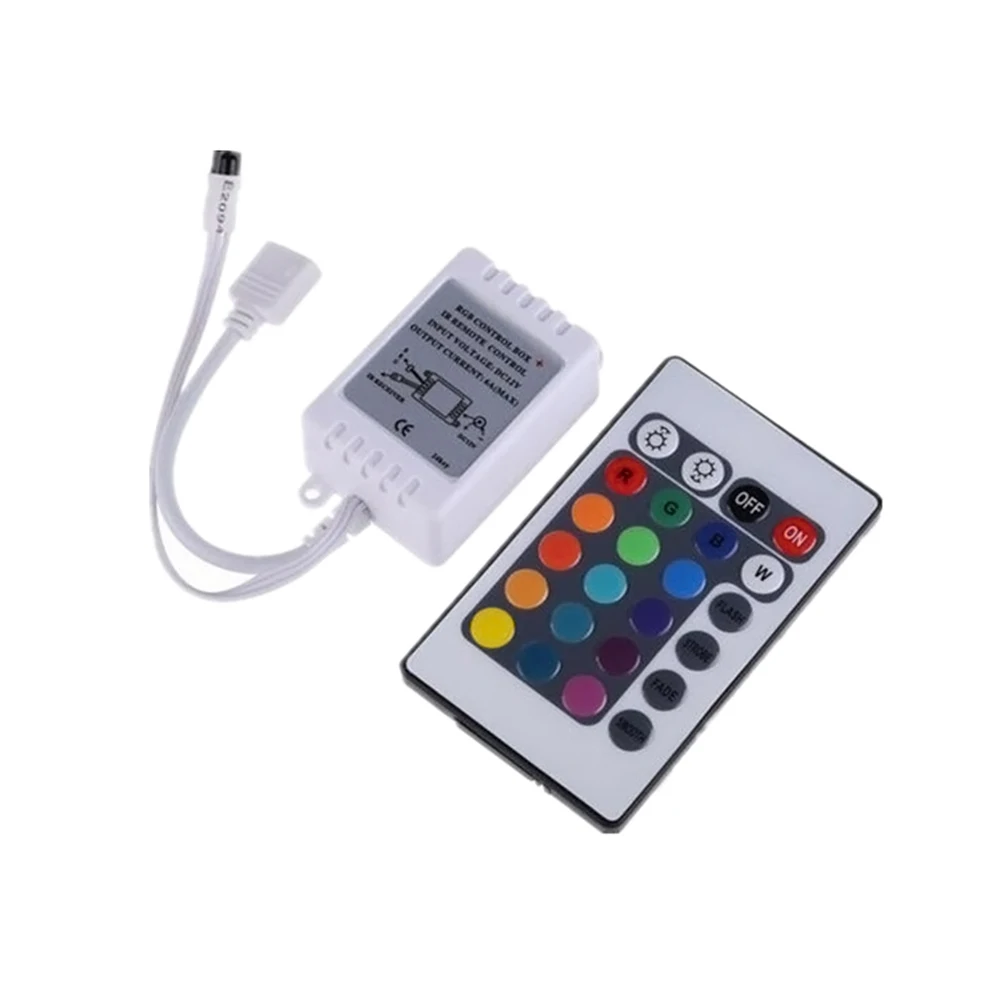 

Rgb Led Strip Light Ir Remote Controller Adjustable Color Brightness 4 Pin Connector Control Box For Led Tape Light Strip
