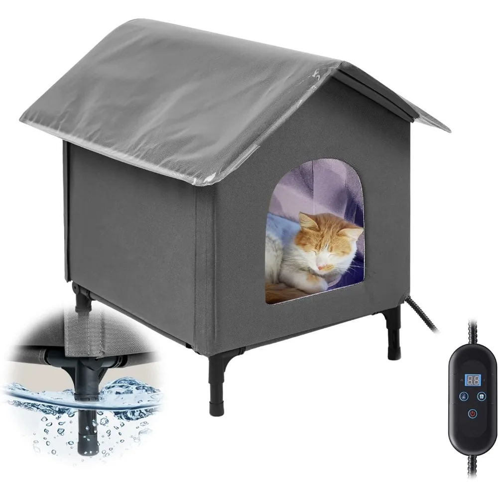 

Heated Outdoor Cat House for Winter, Insulated Weatherproof Cat Shelter with Timer, Adjustable Temperature Heating Pad.