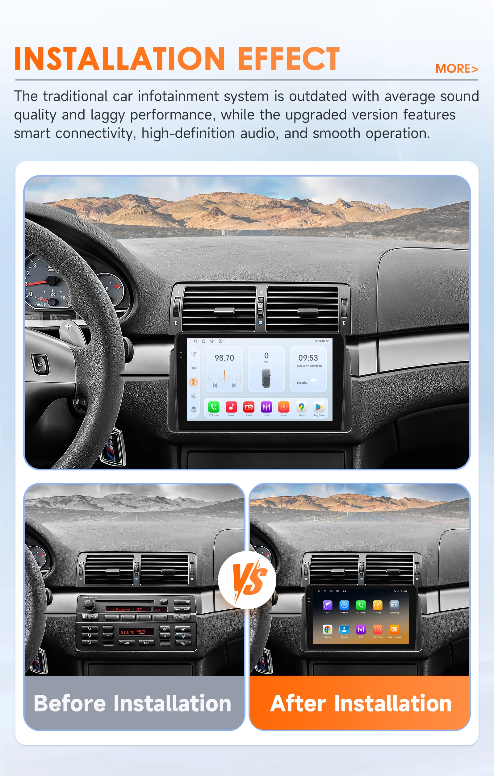 Radio de coche 2Din con cámara 360 y Android 14 para BMW Serie 3 E46 M3 318 320 325 330 335 1998-2005, sistema multimedia para coche con CarPlay y Android Auto 4G 2