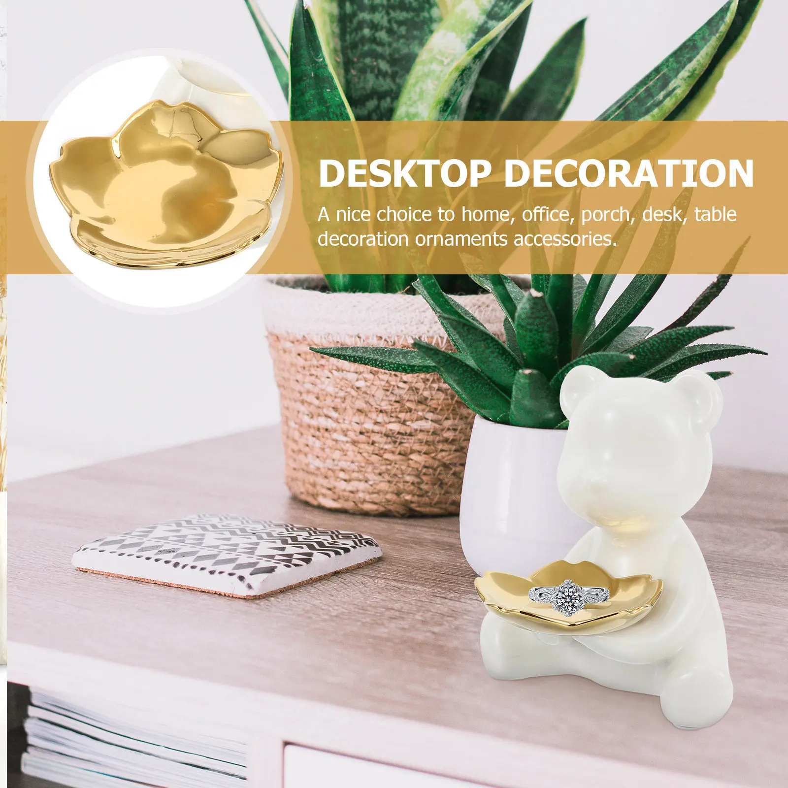 

Керамическое украшение для рабочего стола Little Bear: креативный милый органайзер для мелочей, декор для дома и офиса