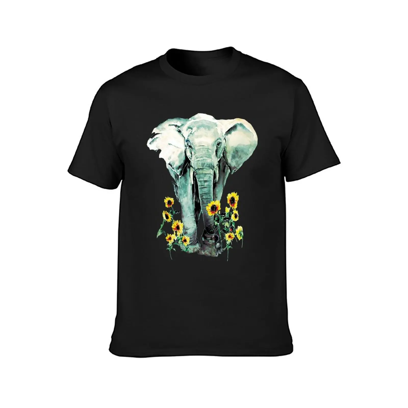 Wild - Elephant with Sunflowers T-Shirt customizeds vintage clothes mens cotton t shirts