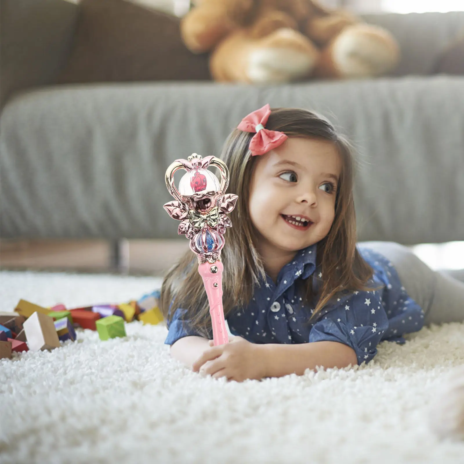 Princess Wand Light Up Sparkling for Girls Pretend Play Birthday Stick Kids Interactive