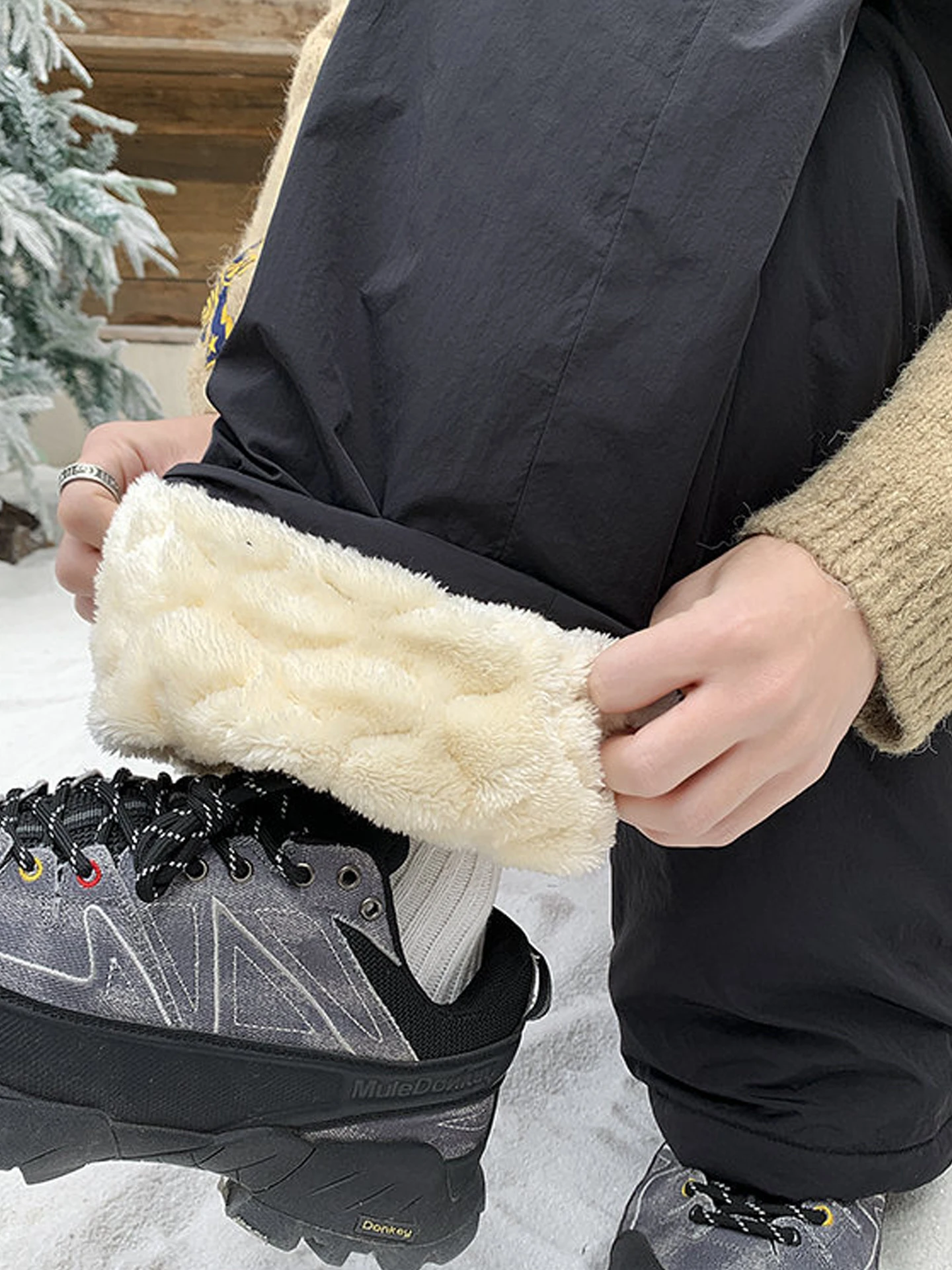 

Мужские зимние хлопковые брюки Thiened Fce на подкладке, повседневные брюки прямого кроя, ветрозащитные, водонепроницаемые, бархатные, теплые, свободные посадки