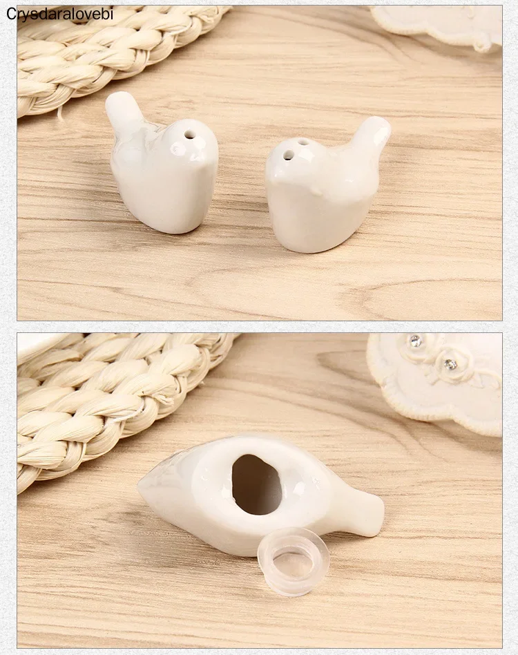 50sets/100pcs Love bird salt and pepper Shaker wedding favors gifts 2PCS/Box 7color ribbon