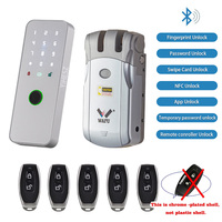 WAFU 019 Fingerprint Remote Control Door Lock Password Smart Locks 433Mhz Invisible Deadbolt Lock Inner Backup Door Lock