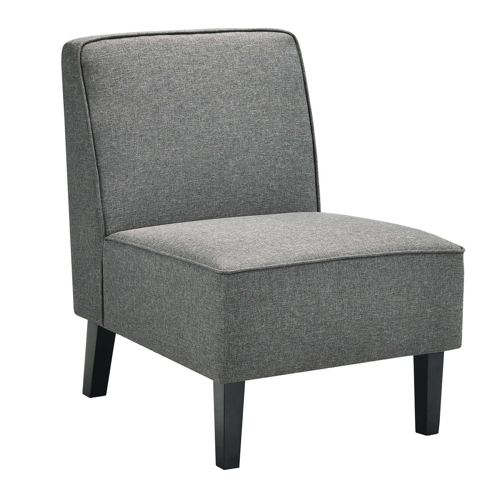 

Modern Armless Accent Chair Fabric Single Sofa w/Rubber Wood Legs Grey