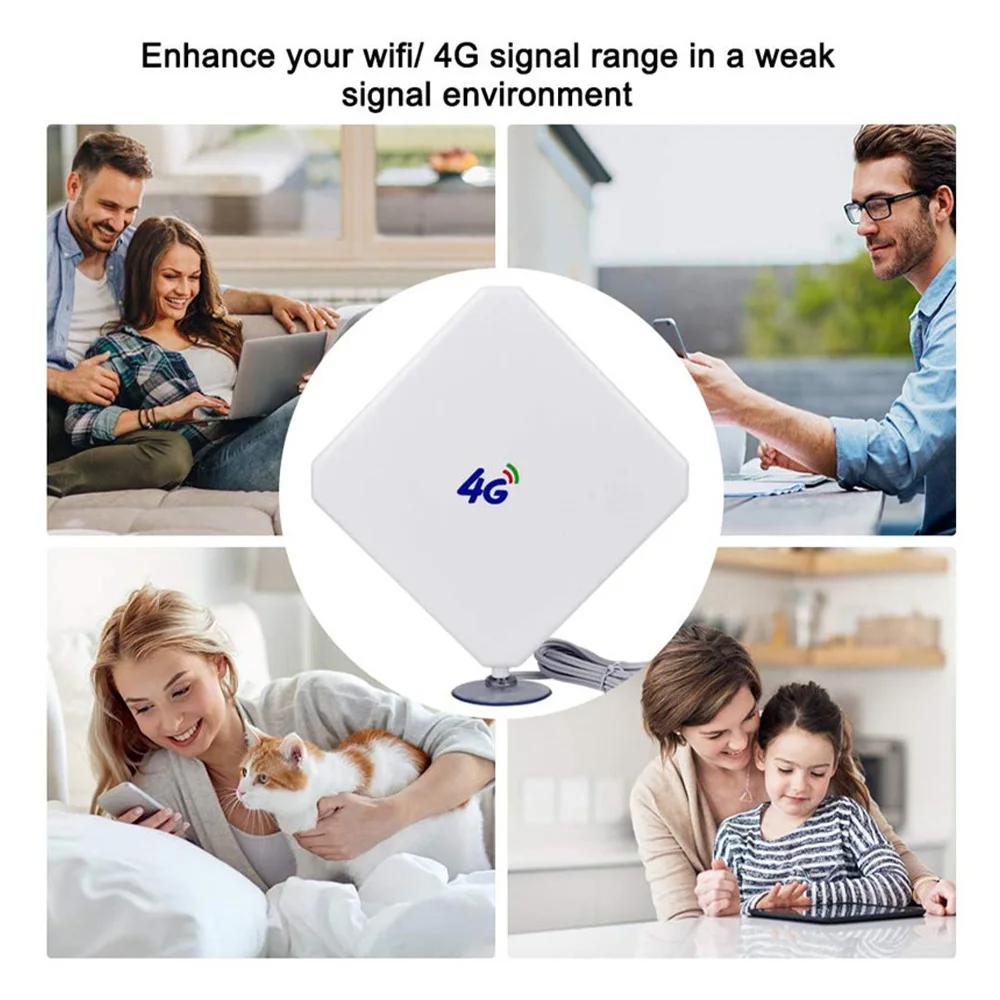 Imagem -02 - Wifi Signal Booster para Casa Signal Extender Signal Enhancer High Gain Indoor Mobile Broadband Antenna Dual Line Ts9 4g 35db 2m