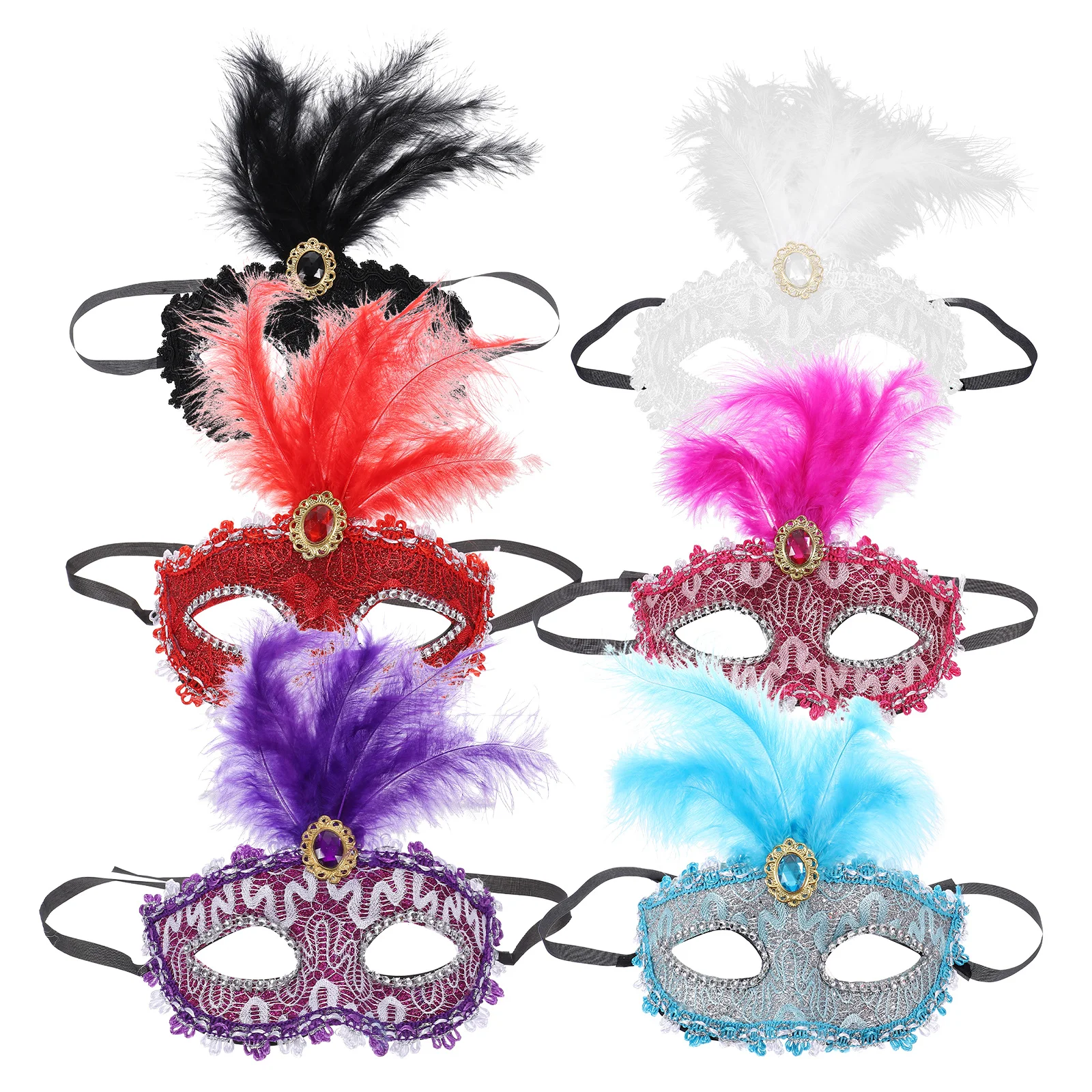 

6Pcs Halloween Party Masks Women Half Facial Masquerade Masks Plume Carnival Cosplay Mask Halloween Party Mask