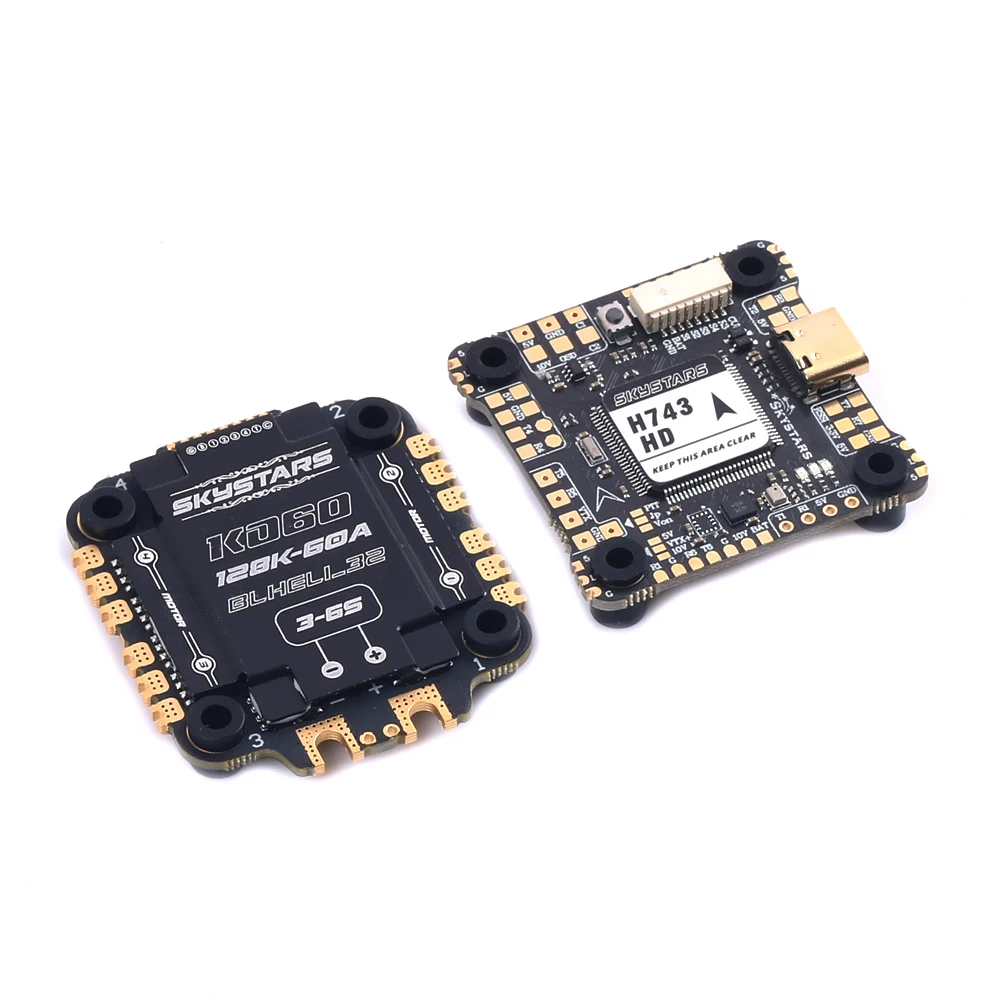 SKYSTARS H743 HD Flight Controller Single Gyro H7 X8 Betaflight With OSD & KO60 60A AM-32 128K 4IN1 ESC for FPV drones