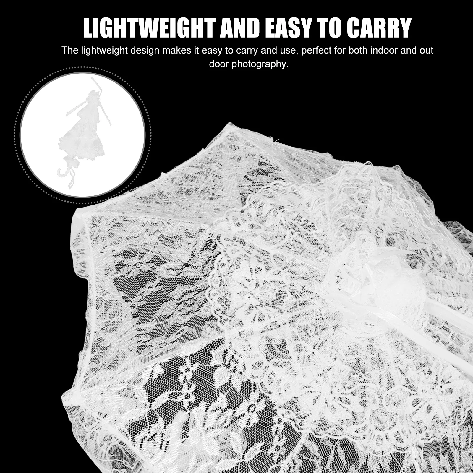 مظلة شمسية من الدانتيل رومانسية بيضاء ظلة للعروس الزفاف الظل في الهواء الطلق حفل ديكور الزفاف التبعي #5