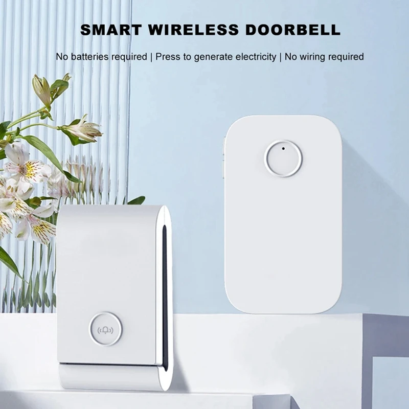 Pro 433 Mhz Self-Generating Wireless Doorbell 38 Ringtones Dingdong Doorbell Elderly Pager For Smart Home