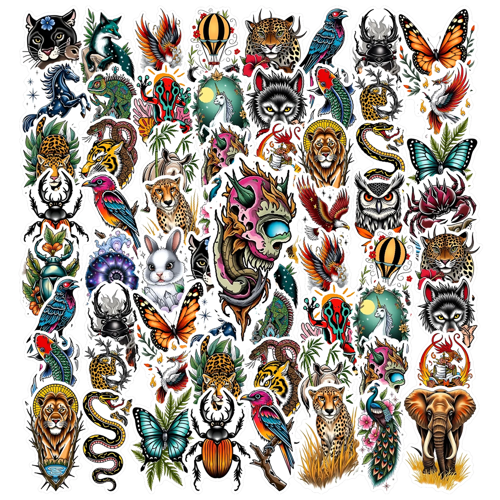 

35-50 шт. подробные наклейки с животными, татуировки, насекомые, канцелярские наклейки, граффити, наклейки для ноутбука, мотоцикла, багажа, телефона