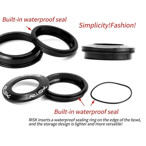 Imagen 2 del producto RISK-auriculares de bicicleta con rodamiento sellado, juego de cuencos de dirección de bicicleta de carretera, auriculares de dirección de aluminio para bicicleta de montaña 34/41/41,8/44/49,7/50.6/52/55/56MM