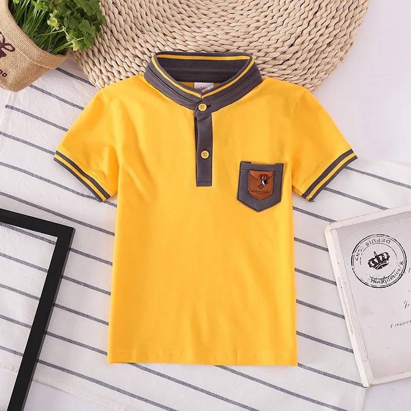 Boys summer polo shirt Cotton Breathable Boys clothing Striped sleeve T Shirts Kids Turn-Down Collar Tops Tees 3-7year overcoat