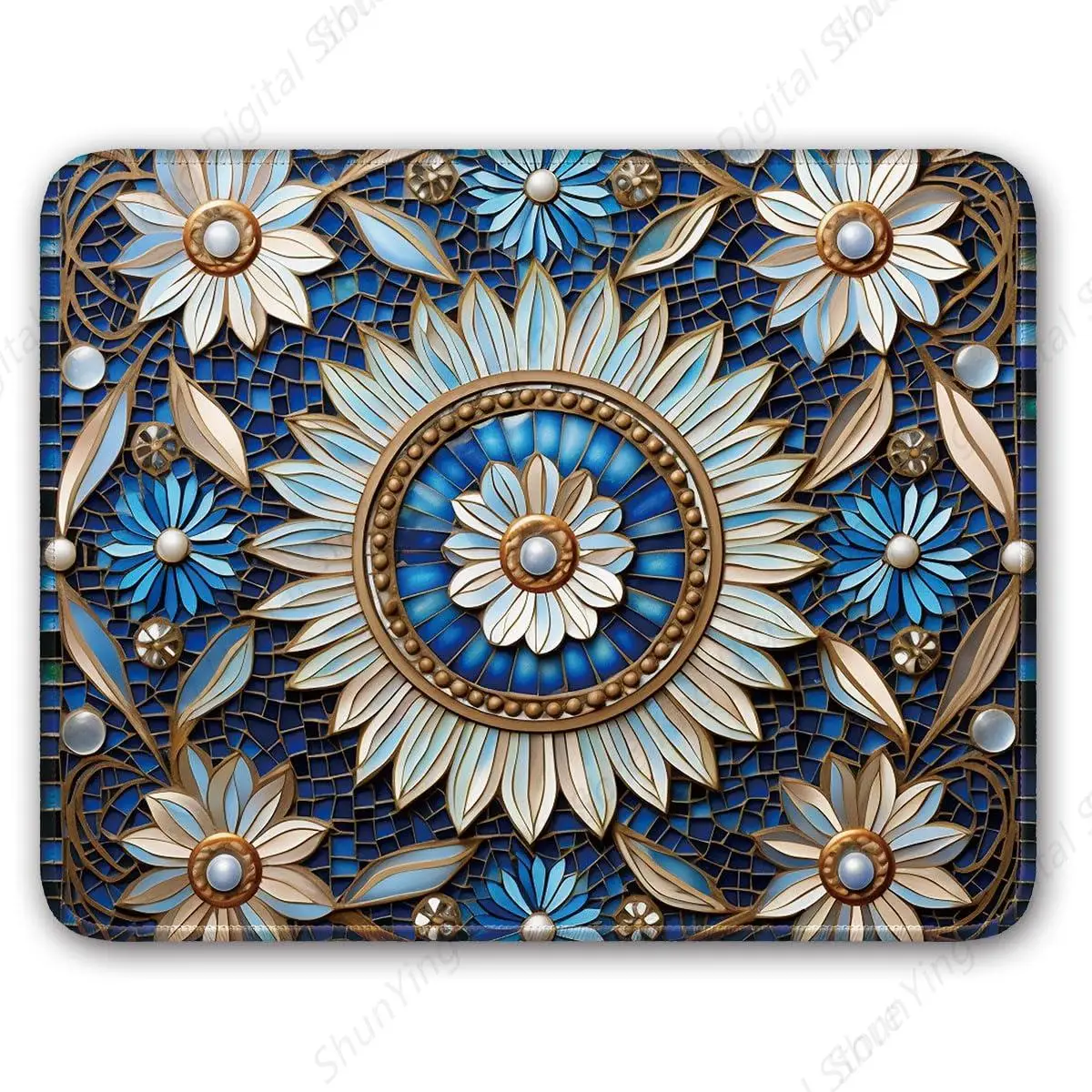 

Abstract Mosaic Flower Design Game Mouse Pad Suitable For Laptops Offices Non Slip Rubber Mouse Pad 25*30cm