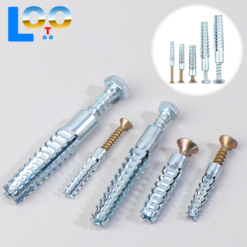 Металлическая зубчатая расширительная трубка, саморезы, заглушка для сверления труб, анкеры для бетонной стены, крепежные детали, наборы болтов