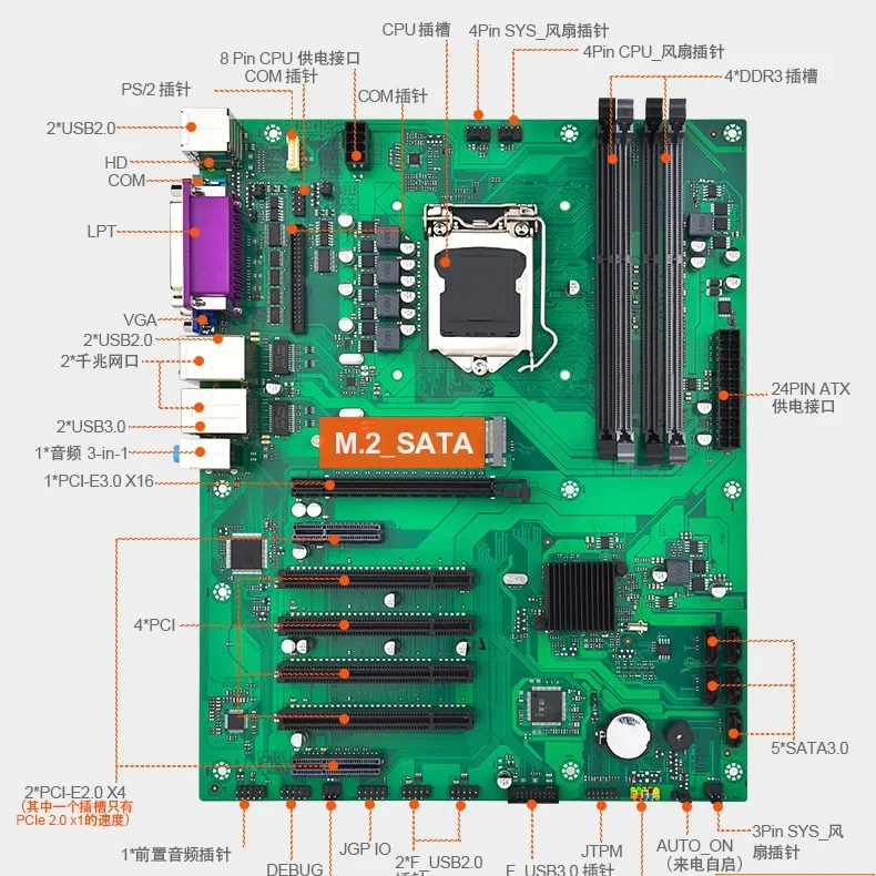 New IND-B85 industrial control main board DDR3 memory LGA1150 dual network card with print head COM port serial port PCI