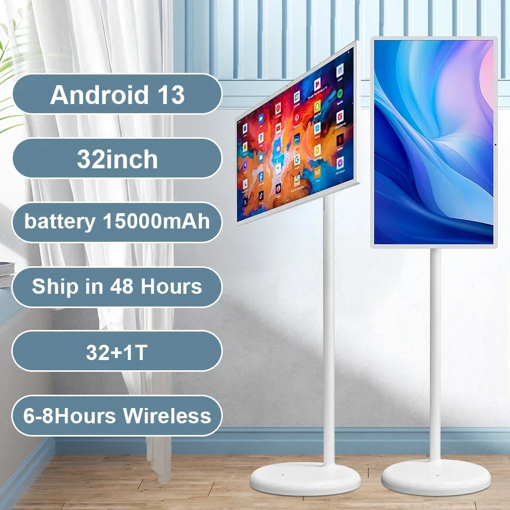 32 Pouces Smart Tv éCran Tactile TéLéVision Smart Tv Petit Support Portable Tv Interactif Monito Vertical Hd Android Tablette