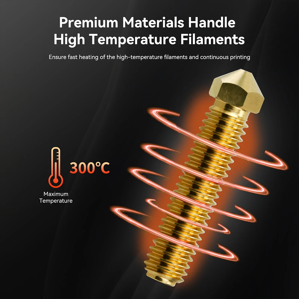 Für ELEGOO OrangeStorm Giga Messingdüse 300 ℃ Hochtemperatur-Druckdüse 0,4 0,6 0,8 1,0mm 3D-Drucker Ersatzteile – Detail 5